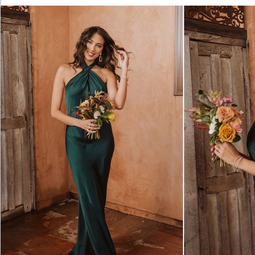 Show Me Your MuMu Teal Halter Neck Bridesmaids Dress